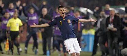 Villa, tras marcar el primer gol de España ante Chile.
