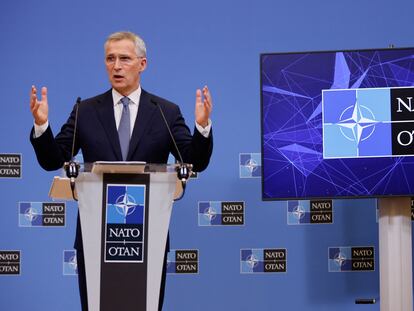 El secretario general de la OTAN, Jens Stoltenberg, en una conferencia de prensa este martes en Bruselas.