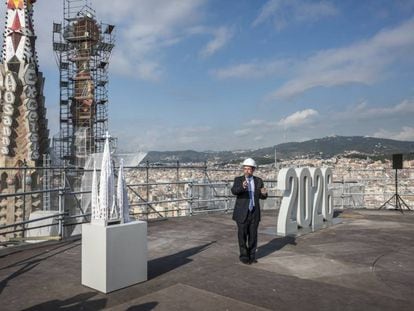 Plataforma de la torre de Jes&uacute;s de la Sagrada Familia a 82 metros de altura actualmente.