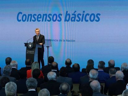 El presidente Mauricio Macri presenta su plan de reformas en el CCK, en Buenos Aires.