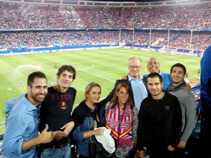 22 Octubre de 2014. ¡Qué gran momento! Reunión de trabajo con compañeros franceses, alemanes y españoles, celebrando los 5 goles del Atleti al Malmoe.