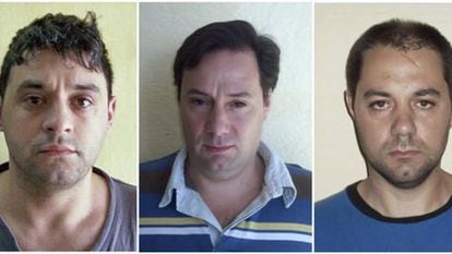 De izquierda a derecha, V&iacute;ctor Schillaci, Mart&iacute;n Lanatta y Christian Lanatta, los tres sicarios que se fugaron de una prisi&oacute;n en Buenos Aires
