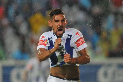 Franco Jara festeja su gol contra Monterrey. 