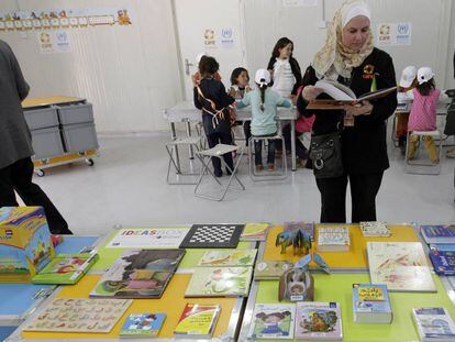 Libros de Idea&rsquo;s Box en el campo de refugiados de Jordania.