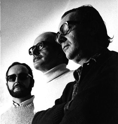 Iglesias del Marquet, Viladot y Brossa en 1971, fotografiados por Puig de la Bellacasa.