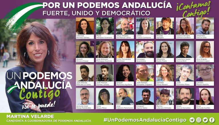Integrantes de la candidatura 'Un Podemos Andalucía contigo', liderada por la diputada Martina Velarde.