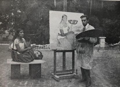 Fernando Leal pintando a Luz en Coyoacán, circa 1920.