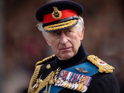 El rey Carlos III, el viernes, durante un desfile militar en Londres.