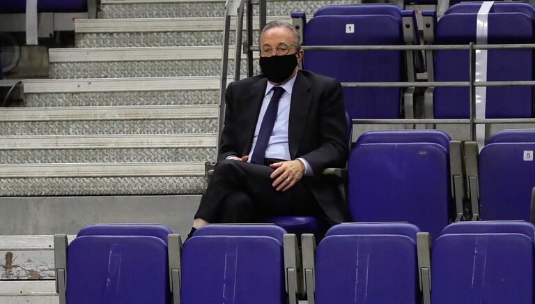 Florentino Pérez, en el Palacio en un partido de Euroliga entre el Madrid y el Khimki.