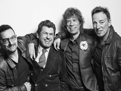 Bono, Jann Wenner, Mick Jagger y Bruce Springsteen, fotografiados por Mark Seliger en 2009.