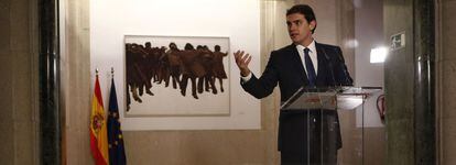 Albert Rivera, tras firmar el pacto de Ciudadanos con el PSOE.
