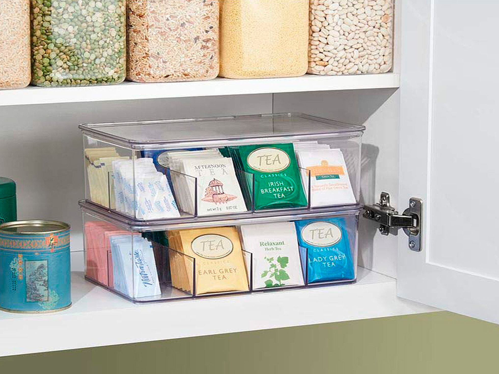 4 compartimentos Caja Organizadora de Cocina con Girasoles Caja para Bolsitas de Té y Infusiones 