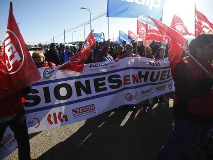 Manifestación de funcionarios de prisiones en huelga, en Madrid el pasado octubre.