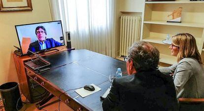 Torra i Artadi parlen amb Puigdemont, retingut a Alemanya, el passat dia 30.