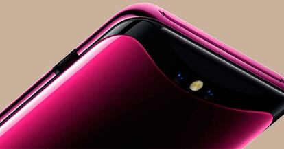 Seguramente la propuesta del Oppo Find X es la más elegante de todas, ofreciendo un mecanismo retráctil que mueve todo el cuerpo del teléfono para mostrar la cámara de fotos trasera y también la delantera. Cuando necesitamos utilizar alguna de ellas, un mecanismo emerge ambas, y nos permite hacer las fotos que necesitemos, para volver a esconderse. Una propuesta distinta a las anteriores, que esconde tanto la cámara trasera como delantera.