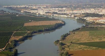 El Guadalquivir a su paso por Coria y La Puebla del Río.