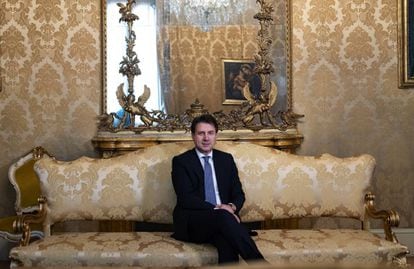 El primer ministro de Italia, Giuseppe Conte, el miércoles por la tarde en el Palacio Chigi.
