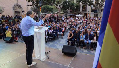 El 'president' Quim Torra durante el acto en Arenys de Munt (Barcelona).