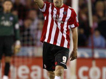 Ched Evans, en un partido con el Sheffield United.