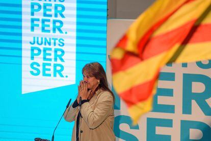 Laura Borràs, durante un acto de campaña electoral en Lleida. EFE/Ramón Gabriel