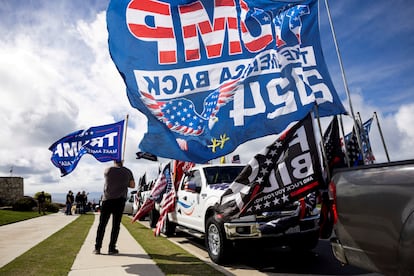 Supporters of Republican presidential candidate and former U.S. President Donald Trump