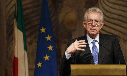 Mario Monti en una conferencia de prensa el lunes en Roma.