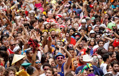 Participants in the Rio Street Carnival in 2020, days before the first case of covid was detected in Brazil.
