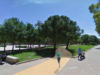 Simulaci&oacute;n virtual del circuito de running en el Jard&iacute;n del Turia. 