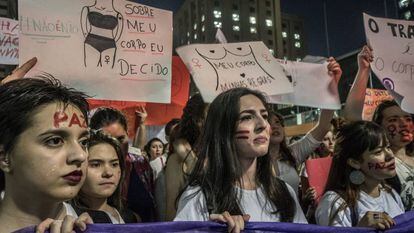 Una protesta a favor de los derechos de las mujeres en São Paulo, en 2019.