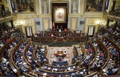 El hemiciclo del Congreso durante la investidura fallida de Rajoy.