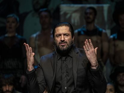Rafael Amargo, en la rueda de prensa de esta noche en el Teatro La Latina de Madrid.