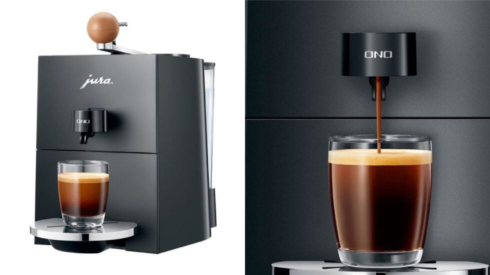 Vista en detalle de la cafetera para café en grano de la marca Jura.