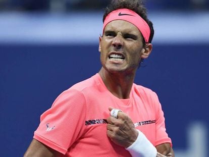 Nadal celebra un punto durante el partido contra Mayer.