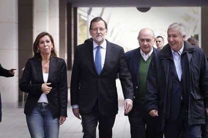 Sánchez-Camacho, Rajoy, Fernández Díaz y Arenas, el sábado.