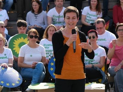La líder de Los Verdes, Ska Keller, en un acto de campaña en Berlín, el pasado viernes. En vídeo, Los Verdes celebran los resultados electorales del pasado domingo.