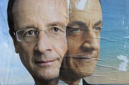Cartel oficial de los dos candidatos a las próximas elecciones francesas, el actual presidente de la República y líder del UMP, Nicolas Sarkozy, y el representante del partido socialista François Hollande.