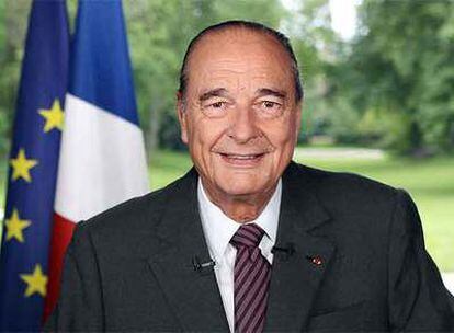 El presidente saliente de Francia, Jacques Chirac, durante su discurso de despedida.