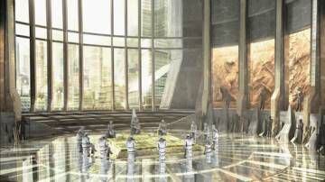 Interior de uno de los rascacielos de Wakanda. |