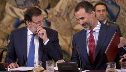 Mariano Rajoy en la trobada amb Felip VI, aquest dimecres.