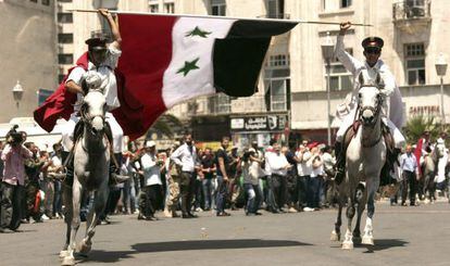 Celebraci&oacute;n en Damasco el 6 de agosto de la reeleci&oacute;n El Asad.