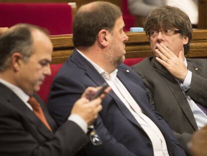 Puigdemont, Junqueras i Turull aquest dijous al Parlament.