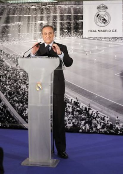 Florentino Pérez, durante la rueda de prensa