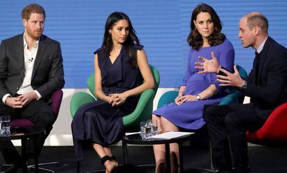 Enrique de Inglaterra, Meghan Markle, Kate Middleton y Guillermo de Inglaterra el 28 de febrero de 2018