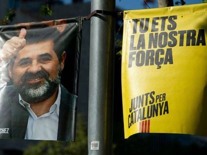 Un cartel electoral con la imagen de Jordi Sànchez.