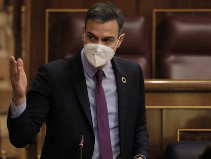 Pedro Sánchez, en su comparecencia el pasado miércoles en el Congreso de los Diputados. 