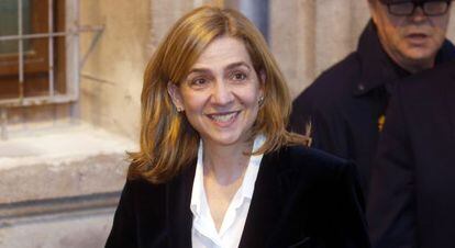 Cristina de Borbón después de testificar ante el juez Castro, en febrero.
