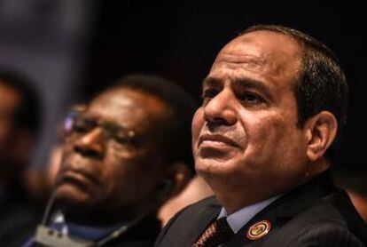 El presidente Al Sisi, en un foro económico africano celebrado en Sharm el Sheij (Egipto) el 20 de febrero.