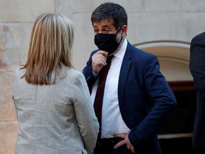 El secretario general de Junts, Jordi Sànchez y la 'exconsellera' de Cultura, Angels Ponsa, en una imagen de archivo