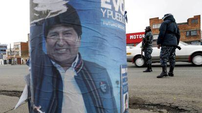 Cartel electoral de Evo Morales, el martes en La Paz (Bolivia).