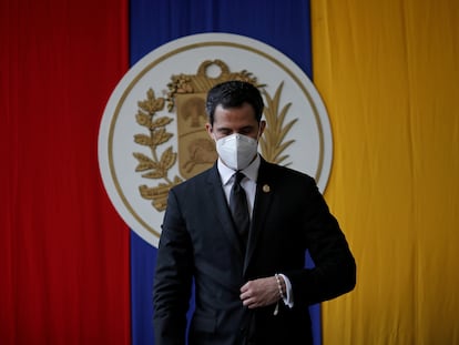 Juan Guaidó asiste a una sesión de la Asamblea Nacional de Venezuela en un parque público de Caracas, Venezuela, el pasado 15 de diciembre.